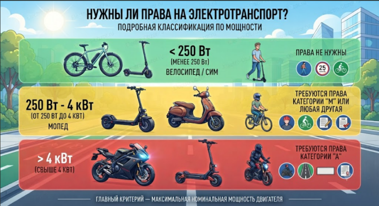Нужны ли права на электротранспорт : скутер ,мопед,электровелосипед