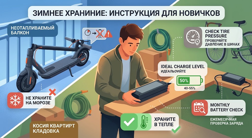 Зимнее хранение электротранспорта как правильно хранить самокат